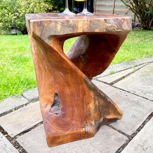 Square twisted teak root table - square,