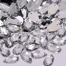 TEARDROP CRYSTAL CLEAR Flatback Rhinestones Sew On Strass Crystals 8 *13mm 50Pcs