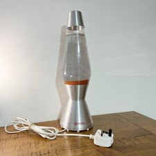 Vintage Mathmos Astro Lava Lamp Desk Light - Silver Clear & Orange Working Read