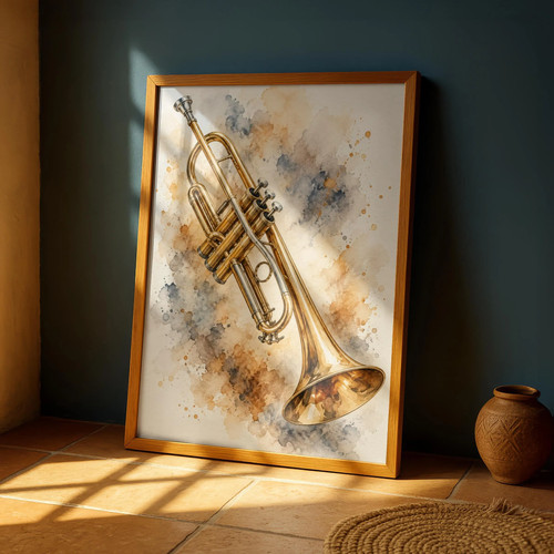 Trumpet watercolour art print - trumpet,