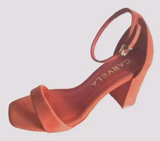 CARVELA Second Skin Orange Faux Suede Block Heel Ankle Strap Sandal Shoes UK 3
