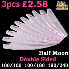 Nail Files 100/180/240 Grit Half Moon Emery Board Buffer File Diamond Curve Set