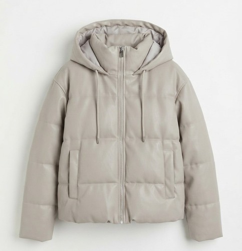Zara beige faux leather puffer - zara,