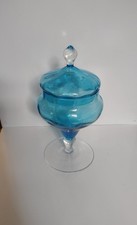 Empoli? Glass Teal Bon Bon Jar Apothecary