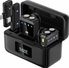 Wireless Dual Lavalier Microphone, Noise Cancelling & Reduction Recording