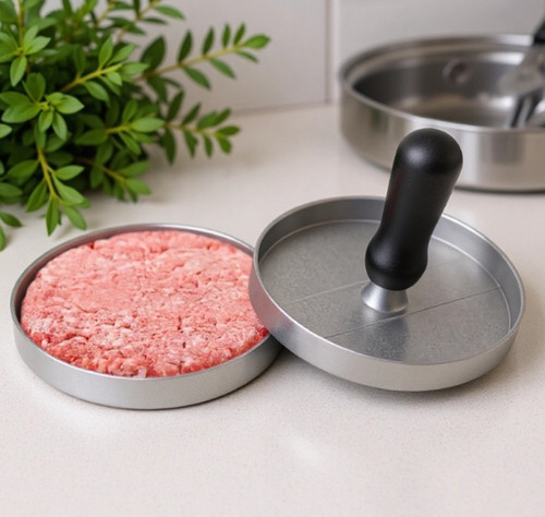 Round stainless steel burger - steel,