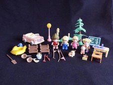 Pinypon car boat set, small figures 90s, Pin y pon with many accessories