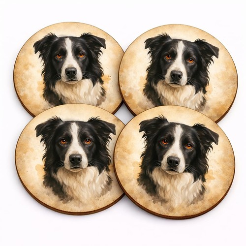 Border collie coasters - collie, brew