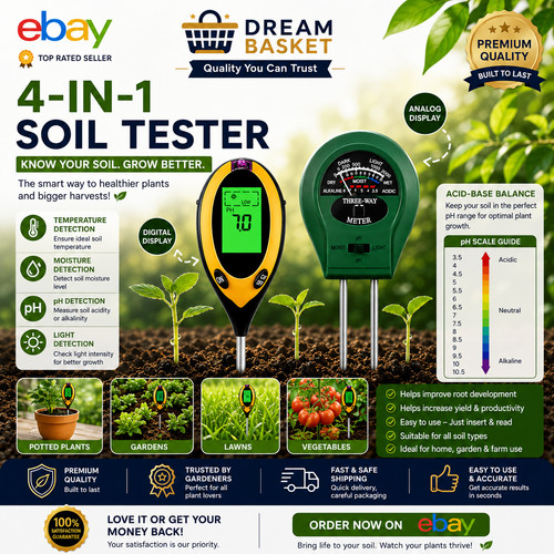 Digital soil ph tester - 4-in-1,