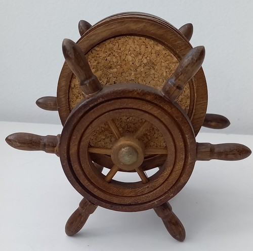 Vintage wooden ship wheel - ship's,