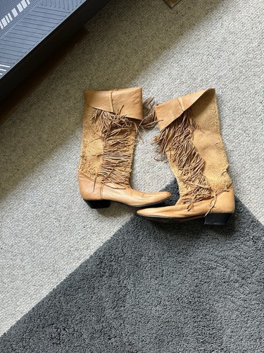Leather fringe boots size - boots, 5