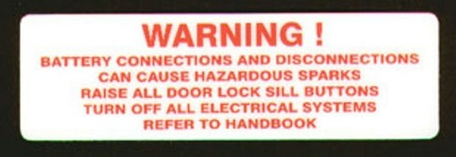 Battery warning label rover - warning,
