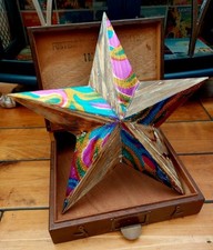 Hand Painted Wooden Amish Barn Star Large 40cm Shabby Chic Rustic Wall Hanging