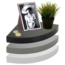 3 x Floating Wooden Wall Mount Corner Shelf Display Unit MDF Shelf Book Storage