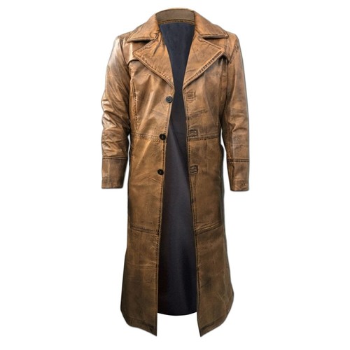 Mens leather trench coat - leather, for