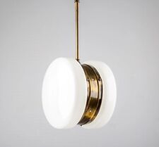 ANTIQUE VINTAGE ART DECO FIXTURE CEILING BRASS HANGING LIGHT MILK GLASS LAMP