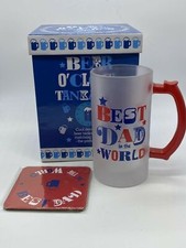 Flame Homeware Beer O'Clock Glass Gift Tankard & Coaster Set - Worlds Best Dad