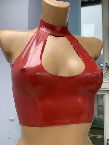 Latex crop top plunge rubber - crop,