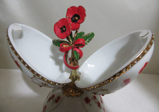 Bradex Porcelain Crimson Jewel Musical Bereavement Egg with Poppy Theme