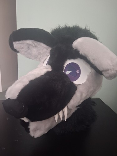Wolf fursuit head grey and - fursuit,