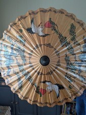 Vintage Oriental Chinese Japanese Paper Wax Umbrella Parasol Sunshade Handmade
