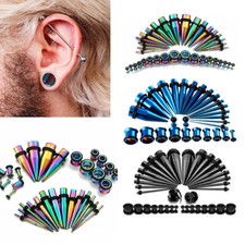 28X Stainless Steel Ear Stretching Kit Plug Set Taper Expander Earrings Piercing