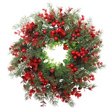 Faux Red Berry Wreath Winter Berry Wreath Christmas Artificial Wreath