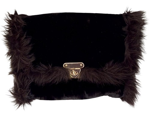 Reiss clutch bag black - bag, fur
