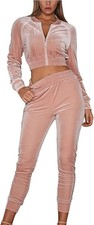 New pink velour tracksuit set