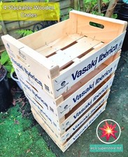 4 x Wooden Stackable Crates Boxes Storage Apple Fruit Plain Wood Craft Hamper
