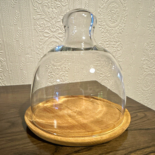 Glass cloche dome - cloche, wooden