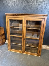 Antique Dresser Top Linen Cupboard Kitchen Larder Glass Doors