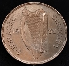 [#2606] - Ireland 1933 | Irish 1d | Irish One Penny  | KM.3 | High Grade