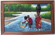 African 3D Textured Painting by Nana Adu – Mixed Media Art Ghana 45x65cm