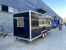 14ft Black Dual Axle Mobile Food Trailer | Large Serving Window | Catering Van