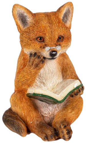 Reading fox ornament figurine - reading,