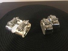 Set of 4 Vintage Silver Plated Grape Napkin Rings
