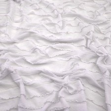 Frilly Ruffle Pleated Stretch Jersey Dressmaking Material Sewing Fabric - White