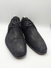 Stemar Mens Oxford Shoes Black 7.5 UK Suede Leather Lace Up Shoes