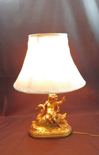 Vintage cherub lamp brass - cherub,