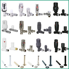 Thermostatic TRV Angled/Corner/Straight Lockshield Radiator Valves Set One Pair