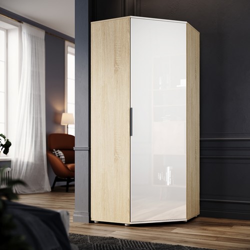 High gloss corner wardrobe - high,