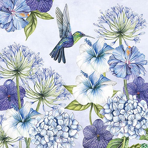 Hummingbird paper napkins blue - paper,