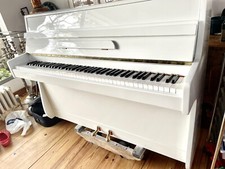 Small WHITE HIGH GLOSS Compact Upright Piano British Made Fully Restored 