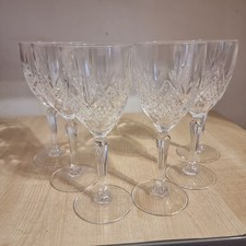 Set of 6 Thomas Webb Vintage Cut Crystal Wine Glasses – Diamond & Fan Pattern 