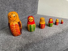 Vintage USSR Russian Matryoshka Wooden Nesting Dolls x6. From H 12cm. Good cond.