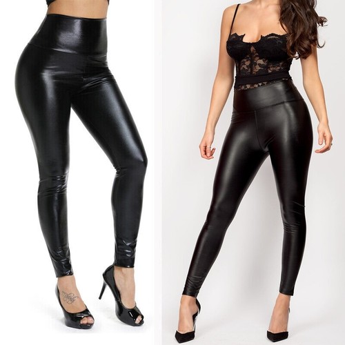 Black wet look - leggings, high