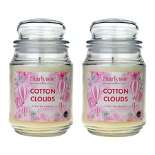 2x Starlytes 510g Large Glass Jar Candle (125hr Burn Time) - Cotton Clouds