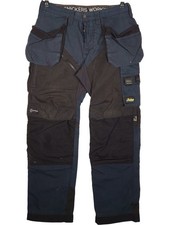 Snickers Flexiwork Trousers Size UK 35 Men's Black Blue Workwear Kneeguard Cargo