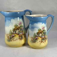 Vintage Falcon Ware Homestead Earthenware Pitcher Vase x2. #R6